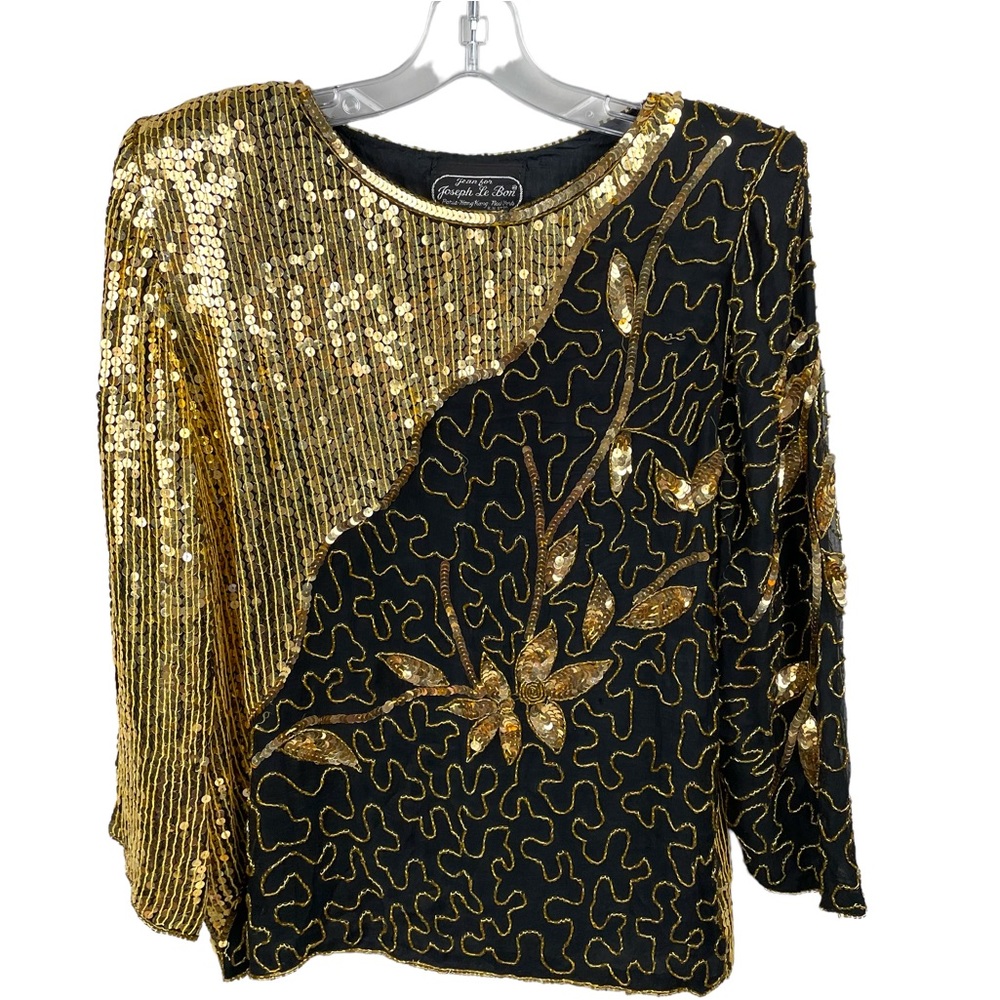Jean for Joseph Le Bon Paris-Hong Kong New York Sill Sequin Blouse Size Small